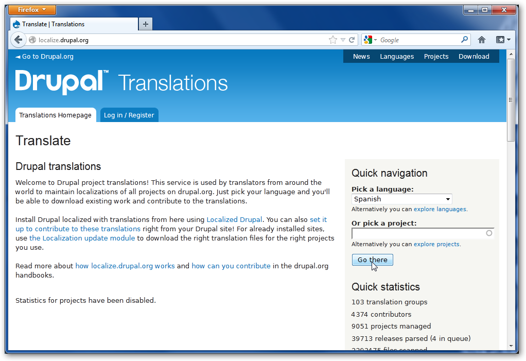 Página de Drupal translations