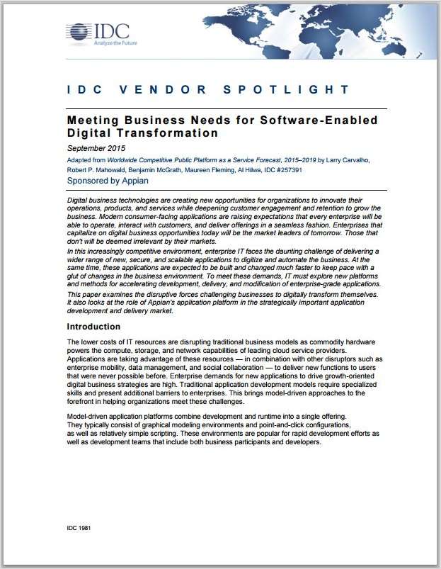 IDC Report - Software Enabled Digital Transformation