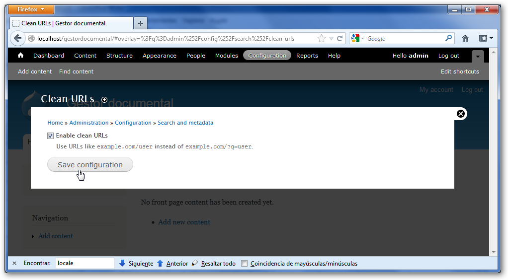 Activación de Clean URL's con Drupal 7