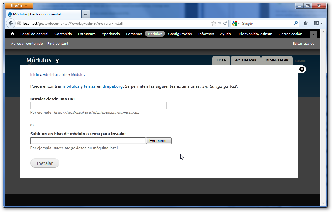 Agregar modulo contribuído en Drupal