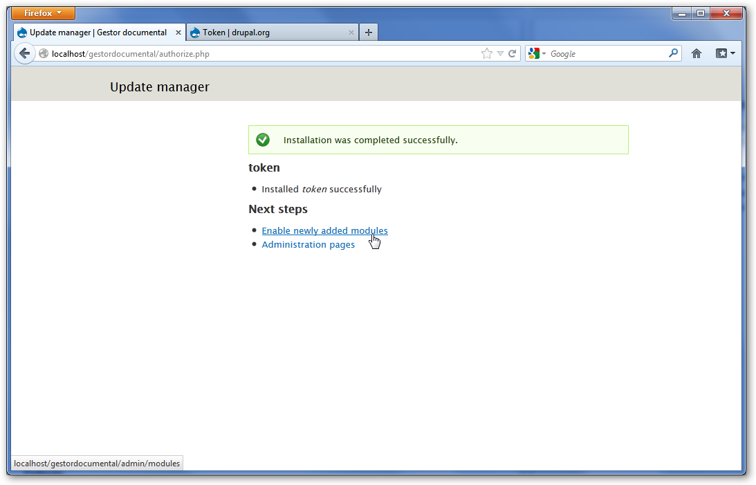 Habilitar módulo Token en Drupal
