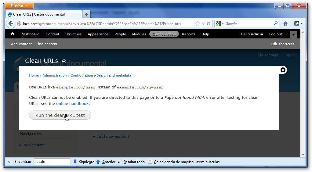 Comprobacion de Clean URL's en Drupal
