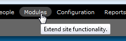 Menu de modulos de Drupal