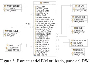 Estructura del DM utilizado, parte del DW. 