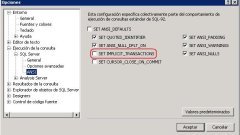 Como deshabilitar el autocommit en SQL Server Management Studio
