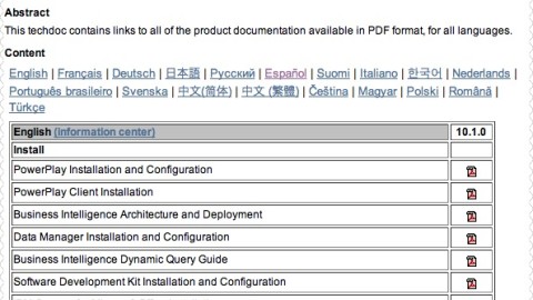 Documentación de IBM Cognos BI