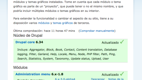 Update de Drupal core y módulos