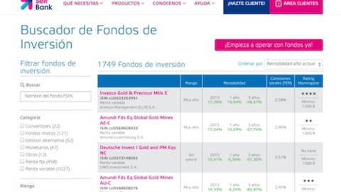 Buscador de fondos de inversión de Self Bank
