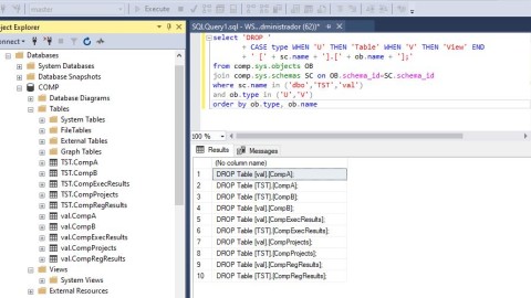 Cómo generar sentencias SQL de administración para eliminar tablas y vistas