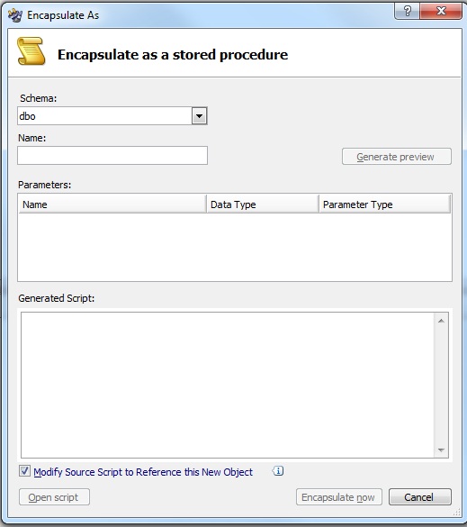 Encapsular un stored procedure con ApexSQL Refactor