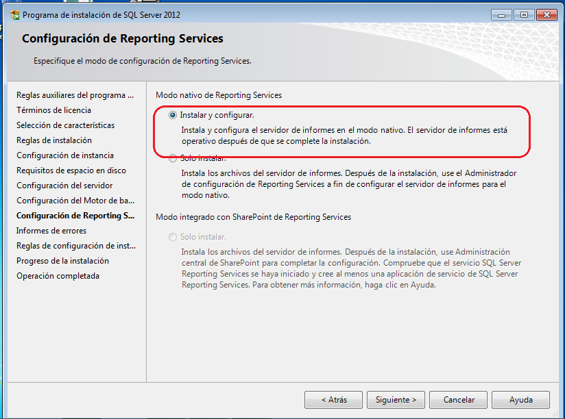 Configuración de reporting services en la instalación de Sql Server Express