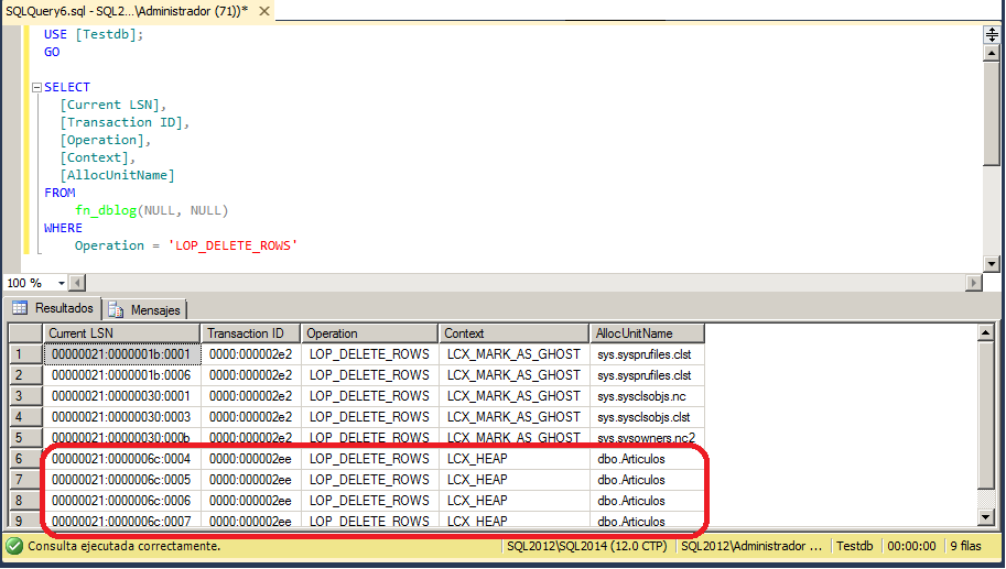 altura Ciudad prisión SQL Server: Cómo saber cuándo se han borrado datos y recuperarlos usando el  registro de transacciones | Dataprix