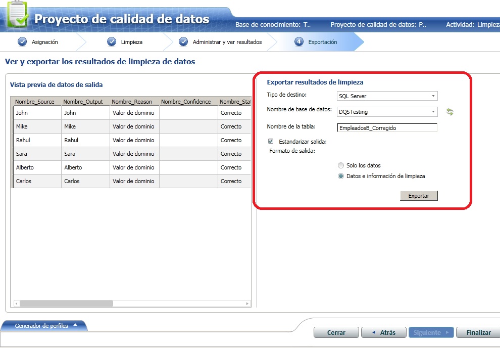 Proyecto de calidad de datos de Microsoft Data Quality Services (DQS)