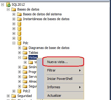 Creación de nueva vista desde la vista Diesño