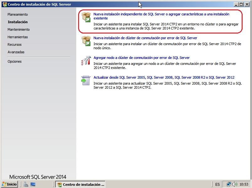 Instalacion de SQL Server 2014