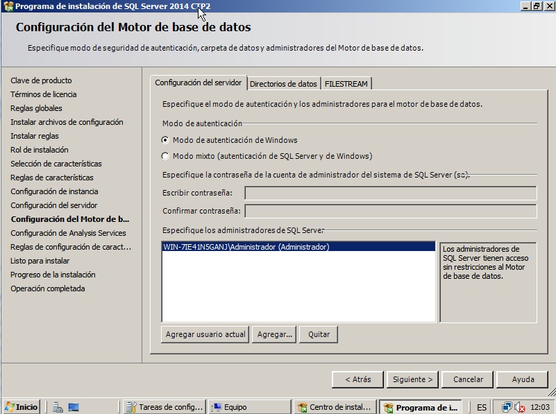 Configuracion de SQL Server 2014