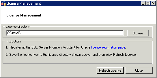 Introducir la ubicación del archivo license de ssma for oracle