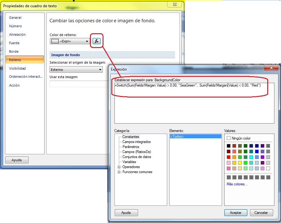 Propiedades de cuadro de texto de Report Builder