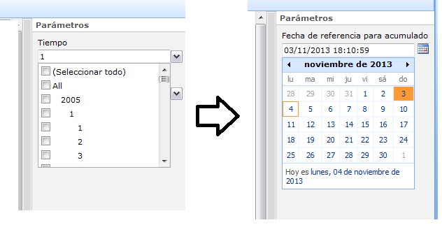 Parámetros visibles de Report Builder 2.0