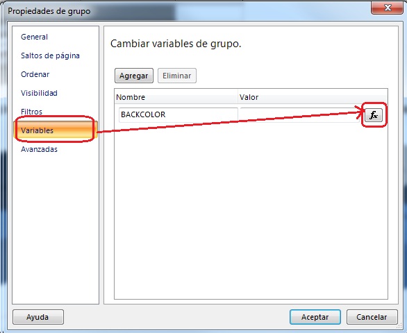 Variables de Repot Builder