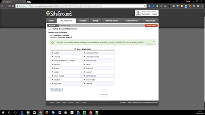 Asignación de permisos en hosting SiteGround para usuario de MySQL