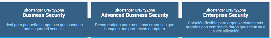 Comparativa de soluciones empresariales de Bitdefender GravityZone