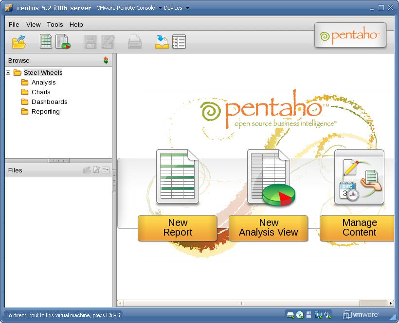 Pentaho BI suite 2.0 funcionando con CentOS sobre VirtualBox 