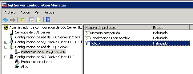 Protocolos de red para SQL Server