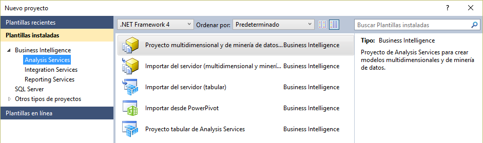 Plantillas de SQL Server Data Tools