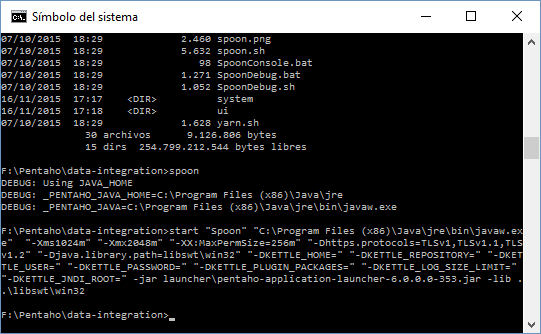 Consola arranque Pentaho Data Integration