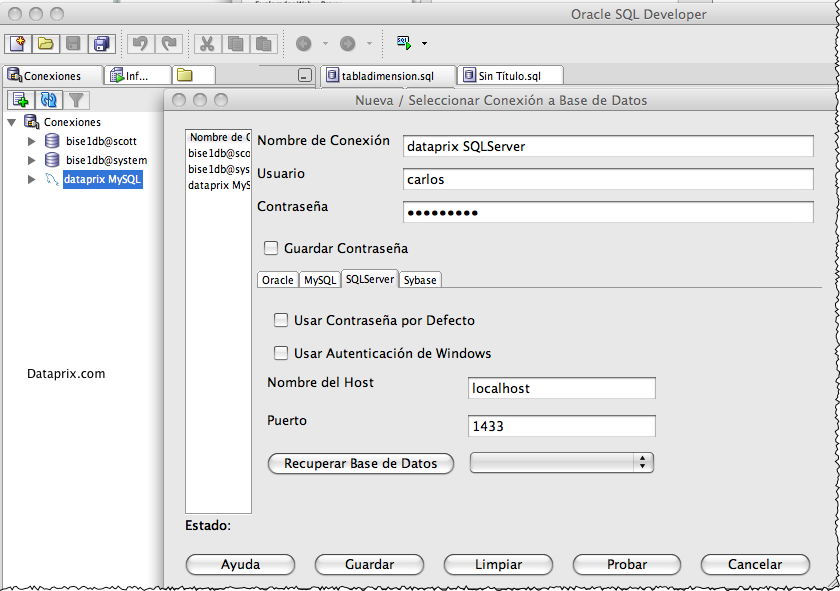 Conexión a SQL Server con Oracle SQL Developer