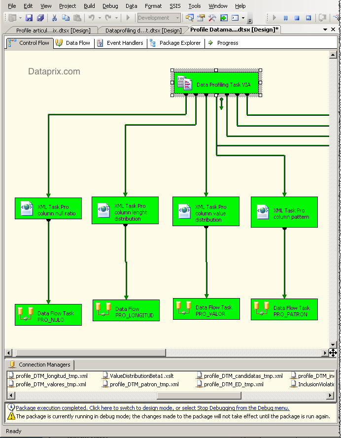 Package SSIS para pasar Data Profiles a Tablas