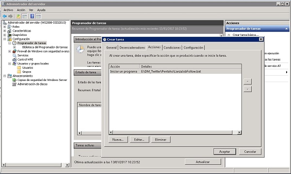 Llamada a script desde el programador de tareas de windows