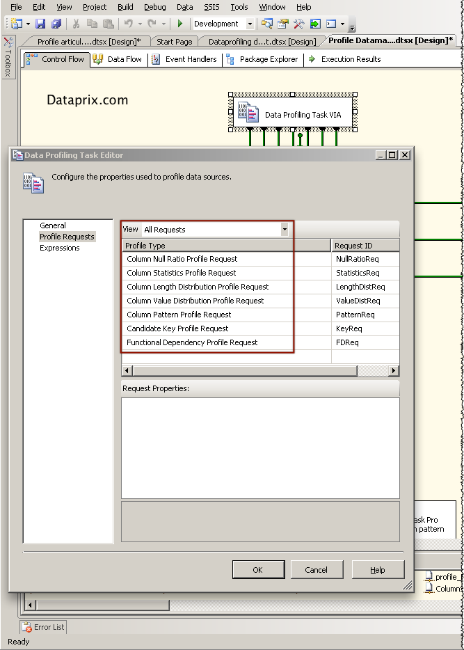 SQL Server profile task SSIS