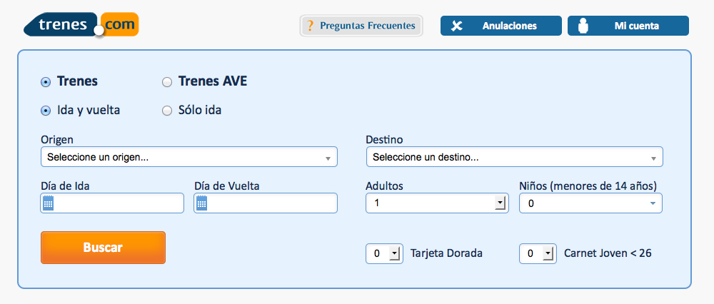 Buscador de billetes de tren baratos