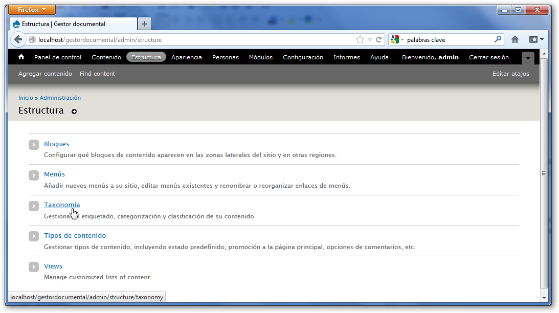 Añadir un vocabulario en taxonomia de Drupal