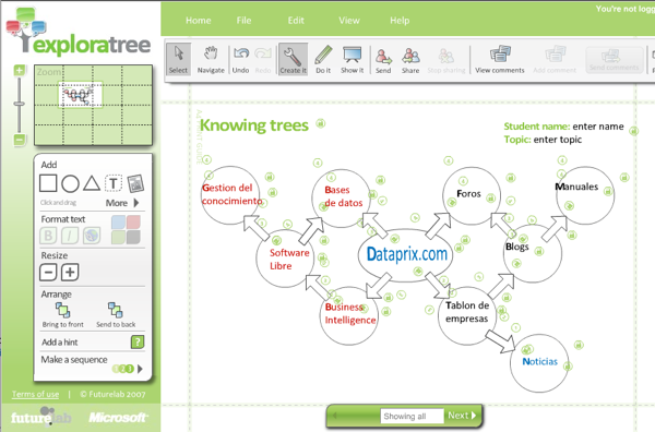 Mapa mental de Dataprix.com con exploratree