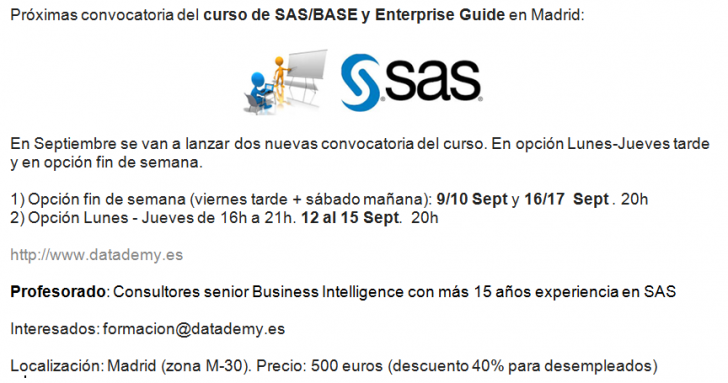Cursos SAS Septiembre