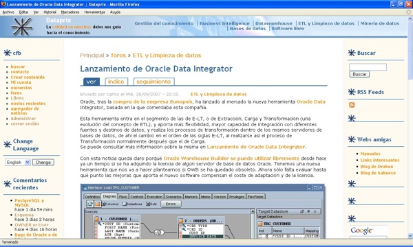 Screenshot de Dataprix en el 2007, con una estrella manual.
