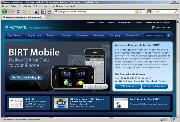 Pagina web de Actuate