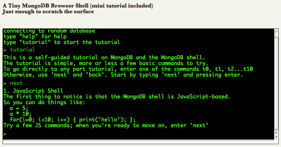 Tutorial web por linea de comandos de MongoDB