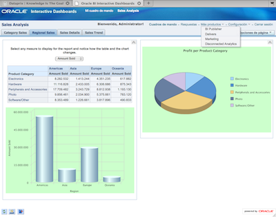 Dashboard de ejemplo de Oracle BISE1