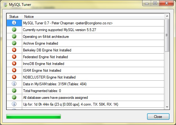MySQL Tuner para Windows
