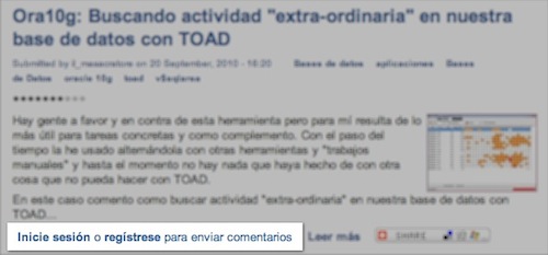 Registro para comentar entradas de blog