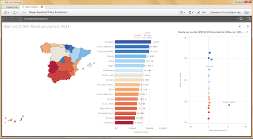 Mapa de distribución de renta per capita en comunidades de España