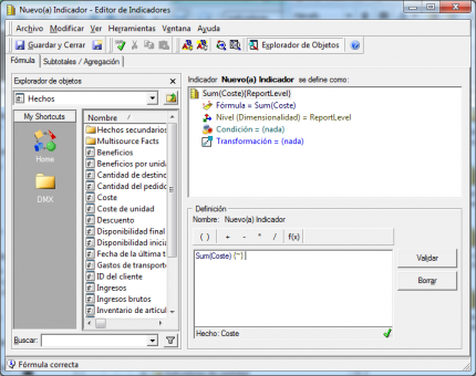 Editor de indicadores Microstrategy