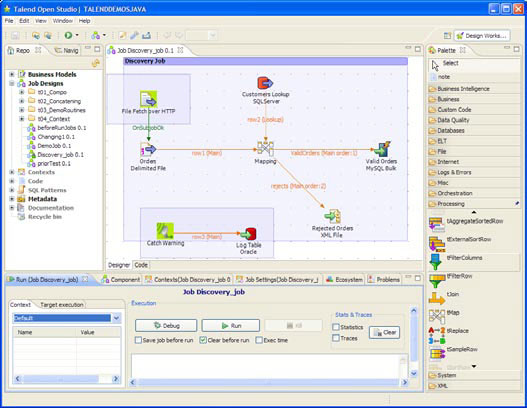 Interfaz Grafico de la herramienta ETL Talend