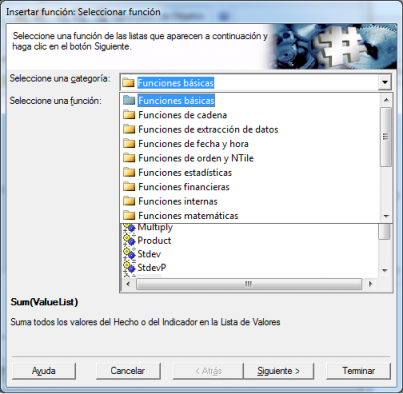 Funciones matematicas Microstrategy para utilizar en las fórmulas