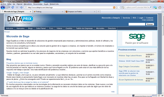 Microsite de Sage en Dataprix