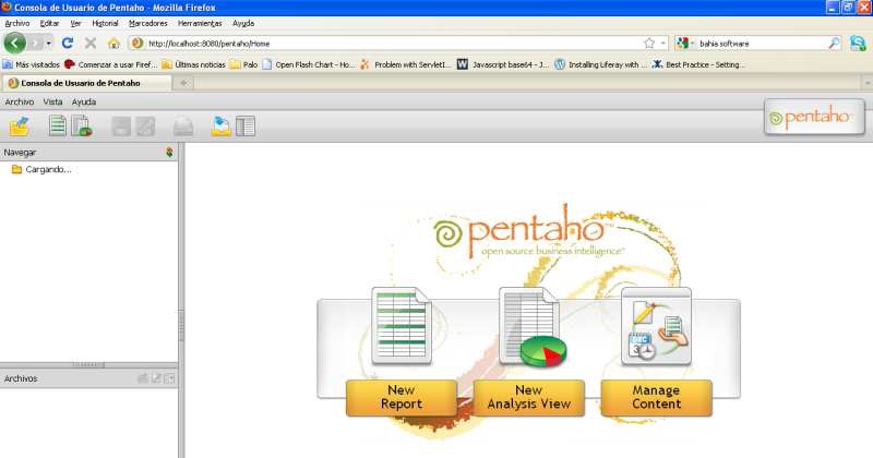 pantalla principal de Pentaho